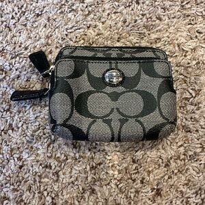 Coach Signature Double Zipper Coin Purse with ID Window
